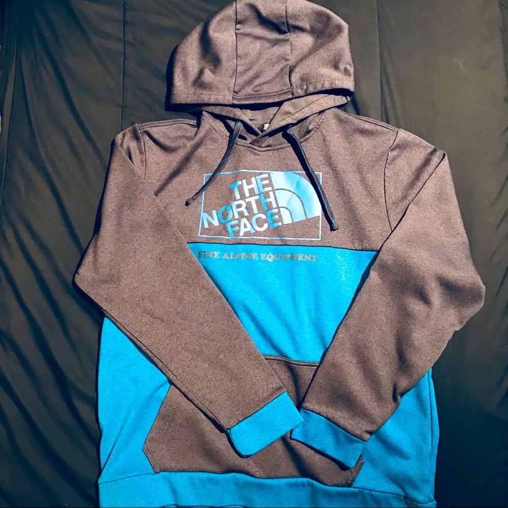 North Face Fine Two Tone Blue Gray Hoodie Mens XL